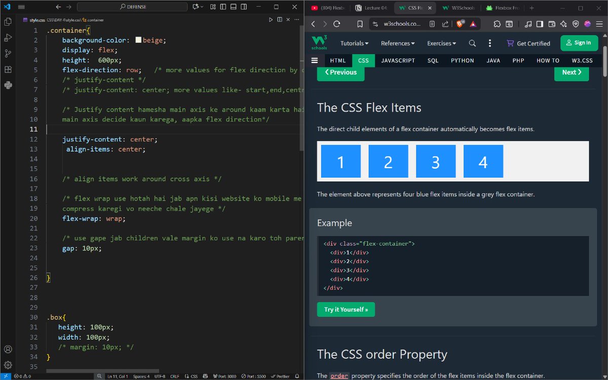 SameerUsma79873's tweet image. Week 2 | DAY-10

Web development Journey | Mern Stack.

Today&apos;s Learnings -Css &quot;Flex Box&quot;.

#coderarmy
#mernstack 
#Css 
#webdevopment