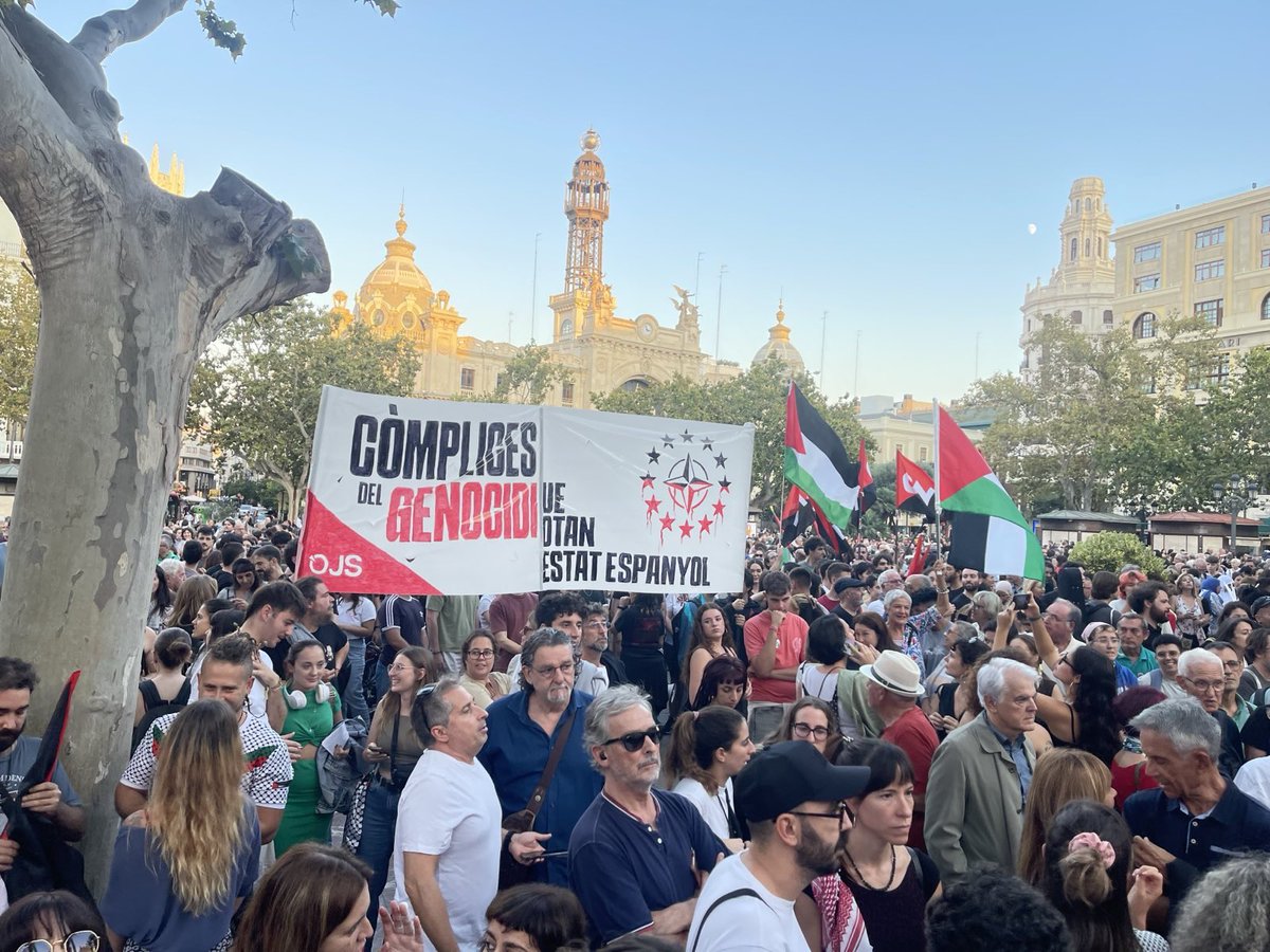 HoritzoS's tweet photo. ➡️ Pl. de l'Ajuntament, València (19:15h) | Comença la concentració a València en resposta a l’assalt a la Flotilla i de denúncia del genocidi a Palestina. https://t.co/TZNpHyohQ3