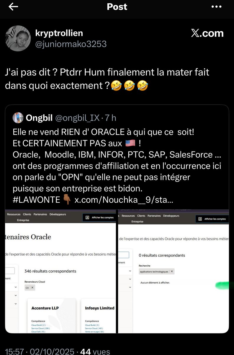 offeshyal's tweet photo. @africatechie @Lawliet_Cmr @lifesgood58 @justiciersdu237 Depuis le matin tu te fais incendier d’injures , et de "bashing" mais tu fais semblant de ne pas voir, mais tu reviens toujours prendre le raccourcis Kamto pour que certains viennent dire dans tes coms que oooh tu as raison !!
Comme c’est Kamto votre moins cher https://t.co/tF0CNP0kMB