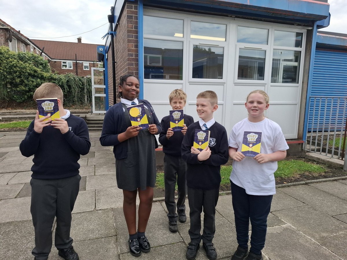 OLQPBookClub's tweet photo. Introducing this year's Year 6 book clubbers. Today they chose their first read of the year, The Lightjar by Lisa Thompson.
#olqpbookclub https://t.co/hlZsGiumoK