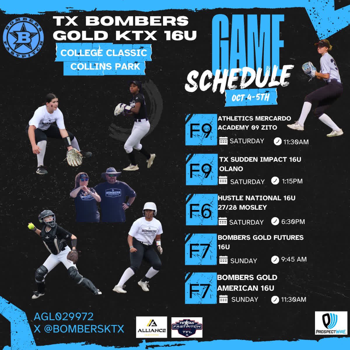 Texas Bombers Gold KTX (@bombersktx) on Twitter photo It’s just about game time! These ladies are ready to go all out and play hard! Come check them out or watch on <a href="/AGLSoftball/">AthletesGoLive Softball</a> (AGL029972)
🥎 Game 1:
📅 Oct 4
⏰ 11:30am
📍 Field 9, Collins Park, Spring TX
🆚 Athletics Mercado Academy 09 Zito
#DoMore #WeAreNotTheSame It’s just about game time! These ladies are ready to go all out and play hard! Come check them out or watch on <a href="/AGLSoftball/">AthletesGoLive Softball</a> (AGL029972)
🥎 Game 1:
📅 Oct 4
⏰ 11:30am
📍 Field 9, Collins Park, Spring TX
🆚 Athletics Mercado Academy 09 Zito
#DoMore #WeAreNotTheSame