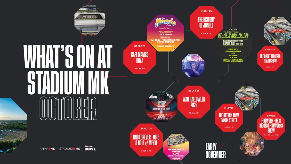 Big events. Great experiences. All happening this month across our other Stadium MK Group venues! 🙌

📆 stadiummk.com/upcoming-events