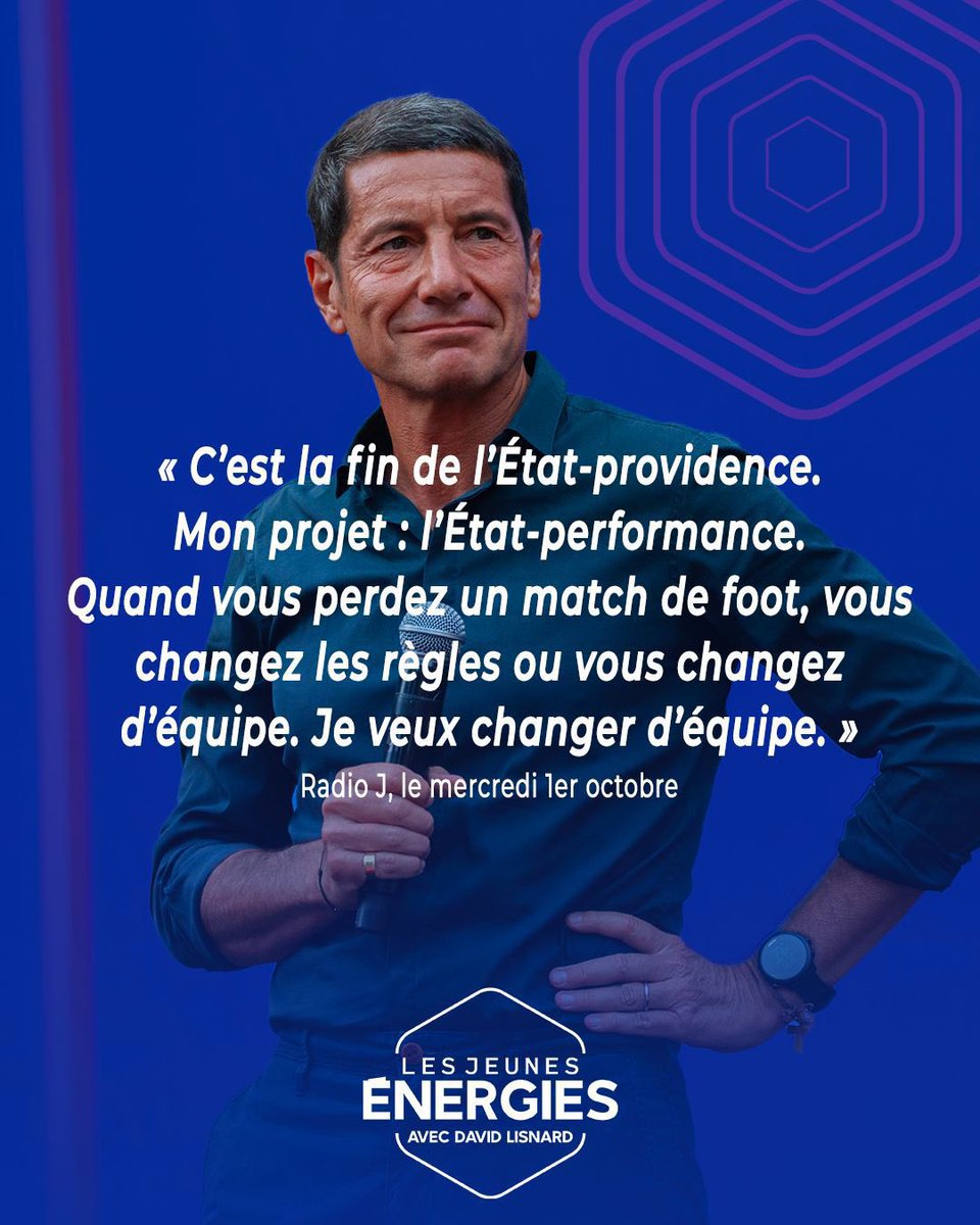 JeunesEnergies's tweet photo. Avec @davidlisnard fini l’État-providence et vite l’État-performance ! 🇫🇷🚀

Rejoignez @Nouv_Energie pour et les @JeunesEnergies pour enfin changer la caste social-étatiste au pouvoir ! https://t.co/QiW0MOuaF6