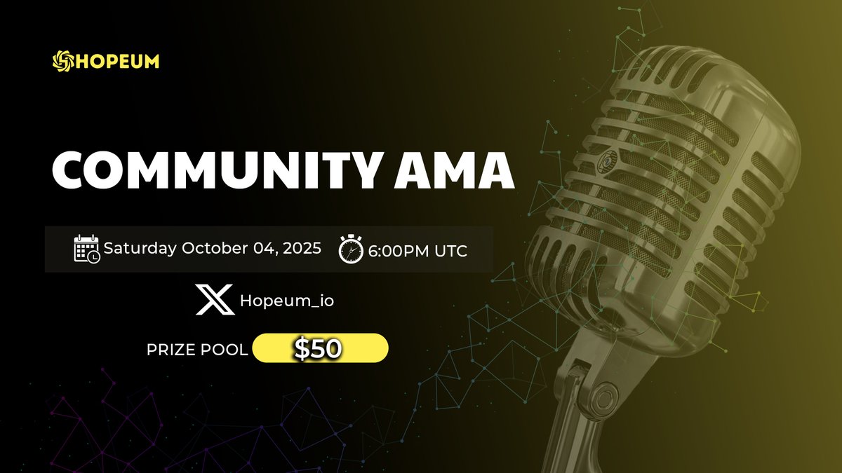 🟨Ayo Hopers🟨

This isn’t just an AMA, it’s the space where Hopers meet, connect, and see what’s coming next on Hopeum. Come through to network and ask your burning questions.
The future is unfolding, and you’re part of it.

🗓️ 04/10/2025
⏰ 6:00 PM UTC
🏆 $50

Set Reminder: