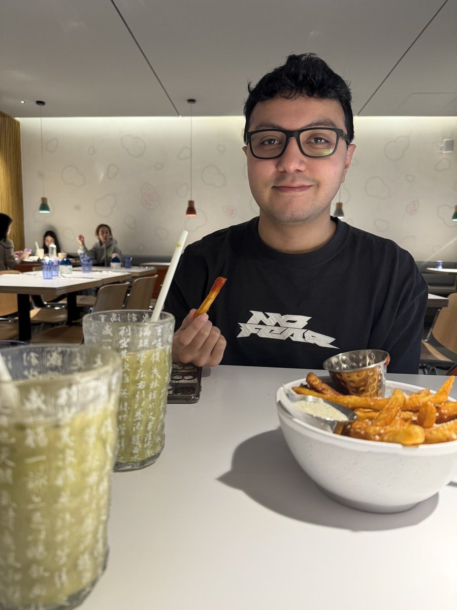 izzypuff's tweet image. just two girls with their matcha espresso lattes and truffle fries
