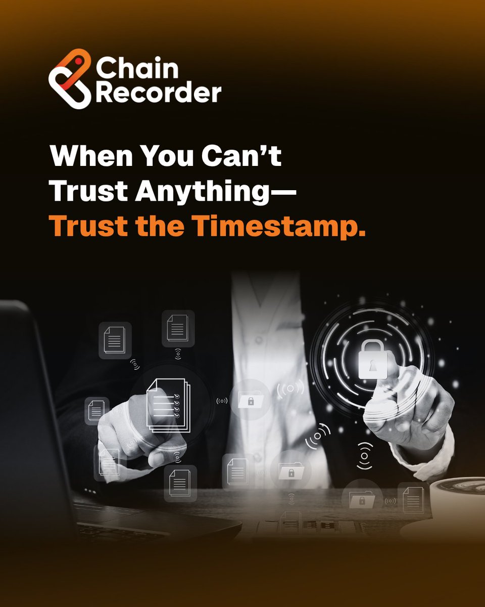 chainrecorder's tweet photo. AI can fake voices. Deepfakes can fake faces. But timestamps don’t lie.
@chainrecorder gives you proof that can’t be erased, faked, or disputed.

⚡ Upload → Record → Verify in seconds
💸 LIFE50 = 50% OFF for life

👉 Start free → https://t.co/eQWo0KkrSm

#BlockchainProof #IPProtection #LegalTech #Creators #BitcoinTimestamp #ChainRecorder