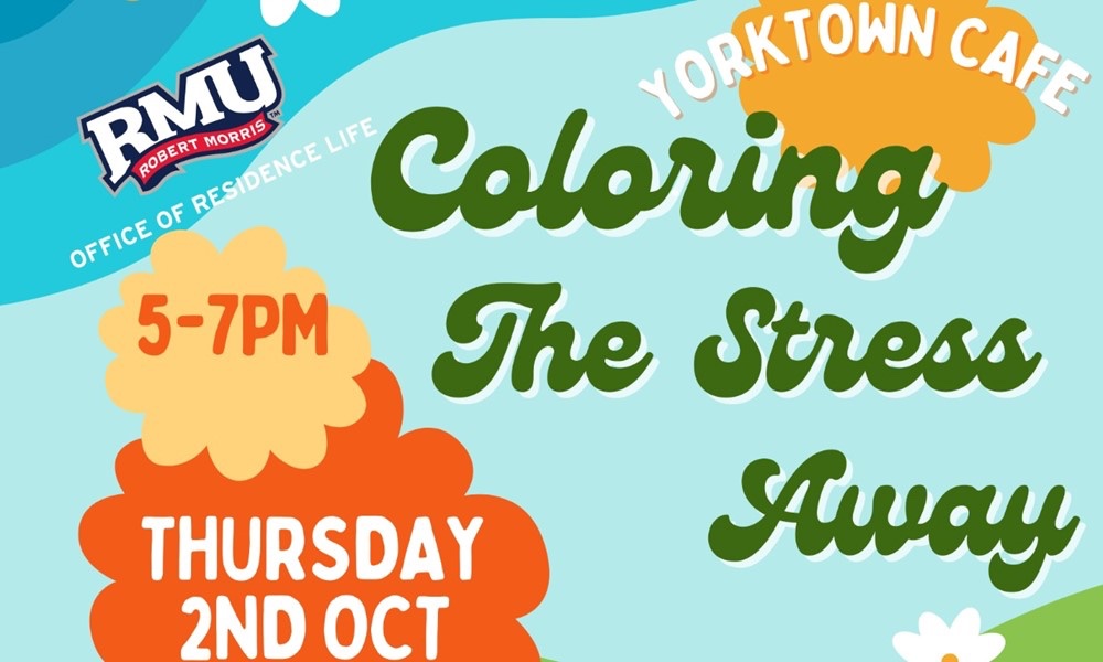 RMUCommMajors's tweet photo. Take a break from classes and let your creativity flow 
📅 Date &amp; Time: Thursday, October 2, 2025 | 5–7 PM
📍 Location: Yorktown Café
Unwind, relax, and enjoy coloring pages, markers, and crayons with fellow Colonials. All you need to bring is yourself (and maybe a friend)! 💙 https://t.co/a502rTo8WG