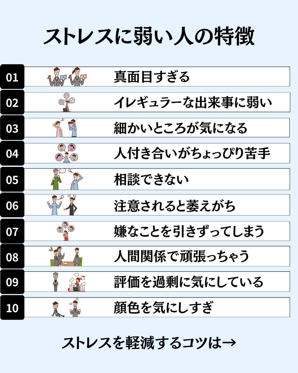 ストレスに弱い人の特徴です。