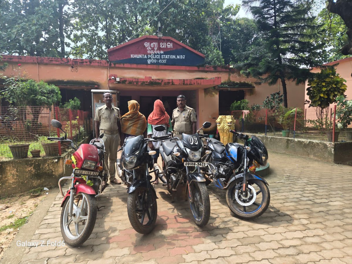Khunta Police team successfully detected a bike lifter gang. Two accused persons were arrested and forwarded to the court. 4 stolen motor cycles have been recovered from their possession. Further investigation is under process.