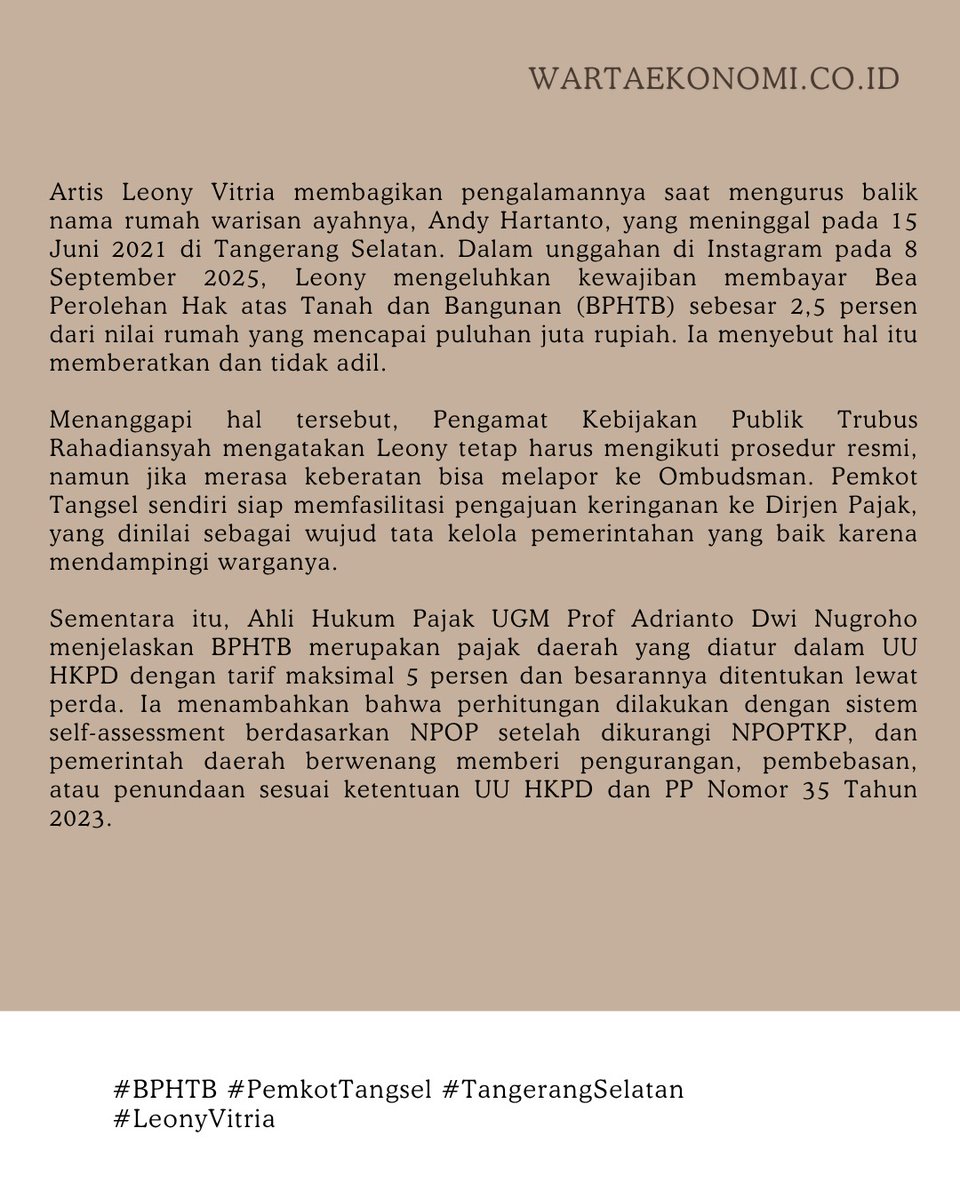 Alana_Meena's tweet photo. Fyi, keberatan pajak sah diajukan. Pemkot Tangsel sudah siapkan mekanisme nya
#BPHTB #PemkotTangsel #TangerangSelatan #LeonyVitria https://t.co/1icmgWCHEN