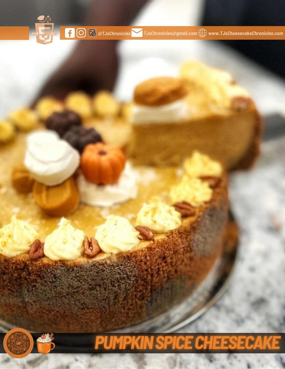 TJsChronicles's tweet photo. The Pumpkin Spice Cheesecake is the Cake of the Month for October! That means of course enjoying the discounted price on the Original 9” &amp; Personal Mini 6” size all month long until Friday, 10/31 at 5PM CST.

Use the links. Nab yours now!

@TJsChronicles | https://t.co/edInJqglUk https://t.co/uFSwARP4Ul
