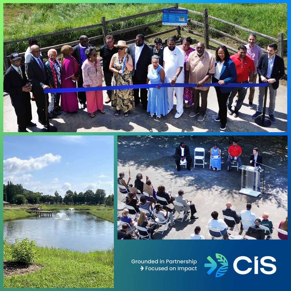 NatureBasedCIS's tweet image. With heavier rains and more frequent flooding becoming the new normal, smart, resilient infrastructure is more important than ever. That’s why Team @NatureBasedCIS  is delighted to celebrate the completion of the Veterans Memorial Park Regional Stormwater Facility in the…