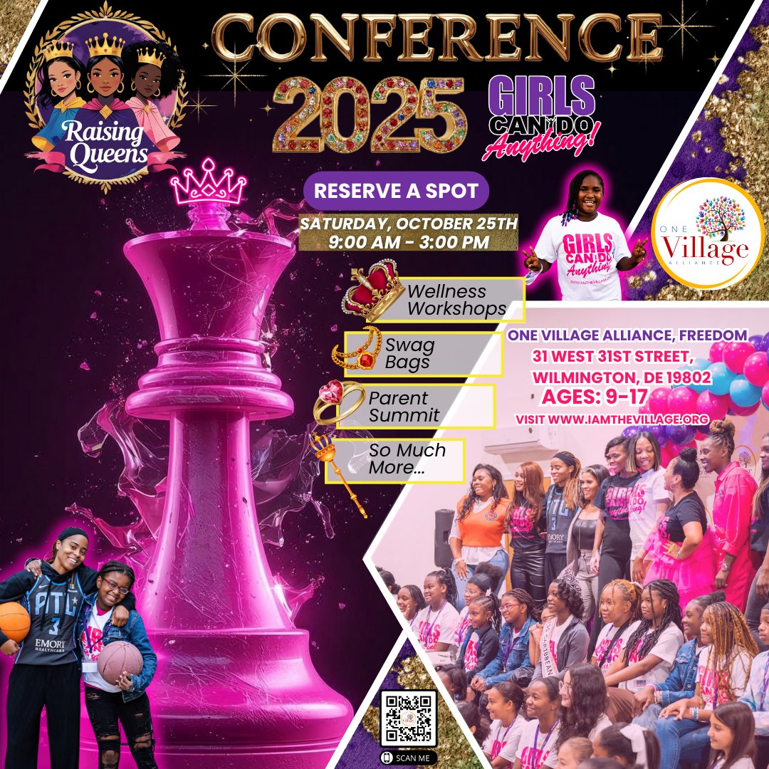 🚨 Registration is now OPEN for the 14th Annual @girlscando_anything conference. 🚨

Theme: Raising Queens, a powerful response to the urgent need to uplift, affirm, and equip girls at one of the most pivotal points in their lives.

Visit iamthevillage.org to sign up.