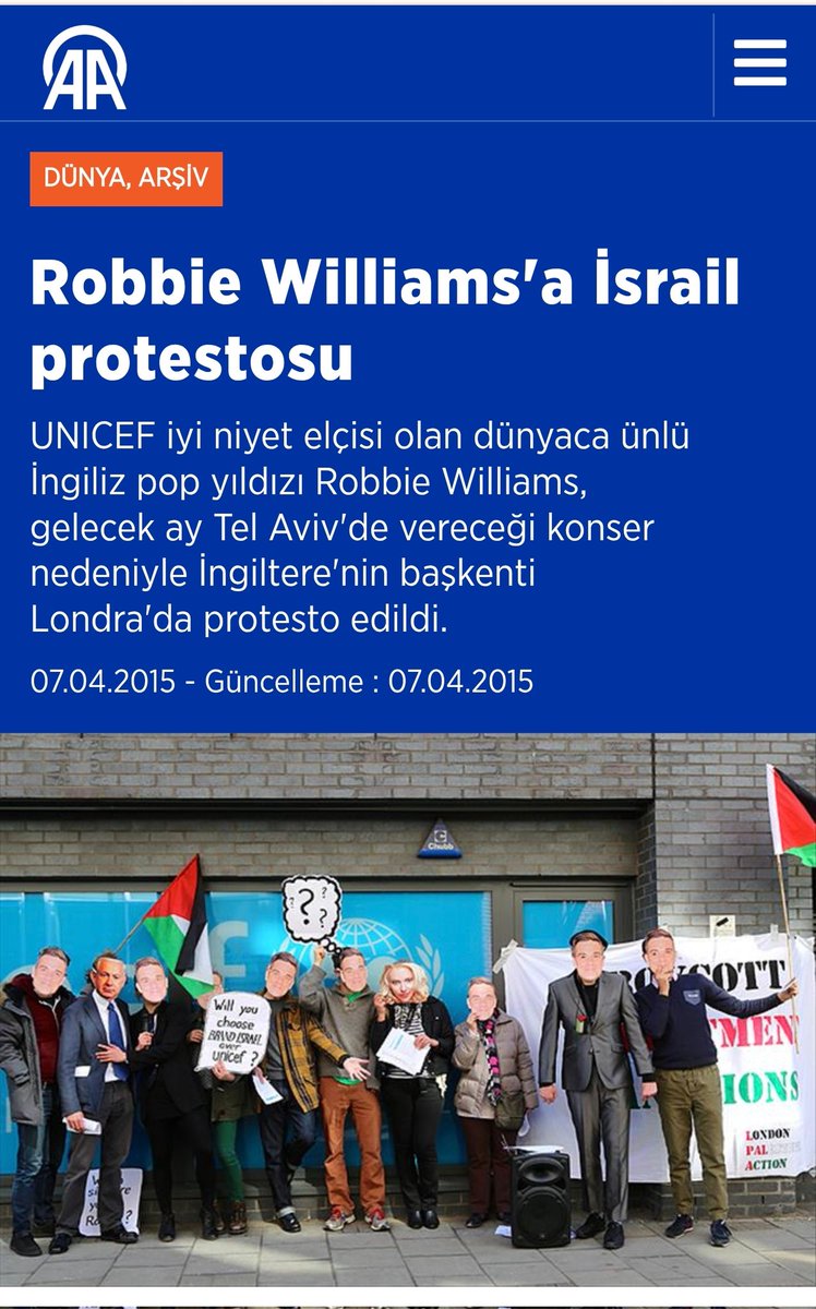 Siyonist İsrail hayranı Robbie Williams, 7 Ekim'de.
*
İstanbul Ataköy Marina'da konser verecek.  
*
Ayda Field ile evli olan Williams, İsrail'e verdiği destekten dolayı gittiği her yerde protesto ediliyor...
*
Gazze'deki soykırımın yıldönümünde bu rezilliğe geçit verilmemelidir!