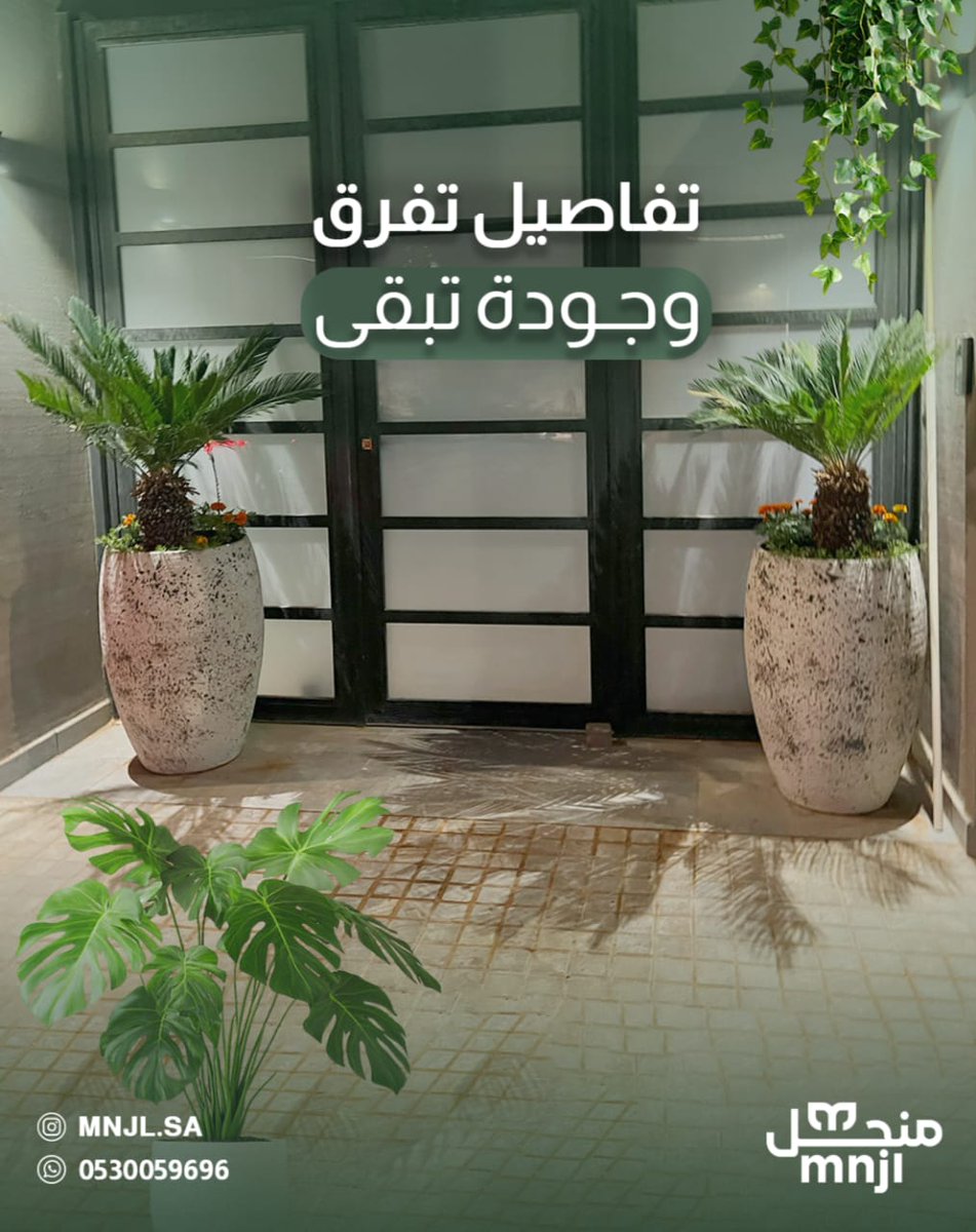 شغل منجل غير!
حديقة طبيعية بنخل وثيل طبيعي وإضاءة
الفرق معنا:
🌱 تنفيذ دقيق
🌴 نباتات مختارة بعناية
💡 إضاءة تبرز الجمال
👷‍♂️ فريق يهتم بكل التفاصيل
💚 والنتيجة:حديقة أنيقة تدوم لسنوات.
جاهز تحول حديقتك؟ 
✨ تواصل معنا الآن
📞 +966530059696 

#تنسيق_حدائق
#تصميم_جلسات
#حدائق_الرياض