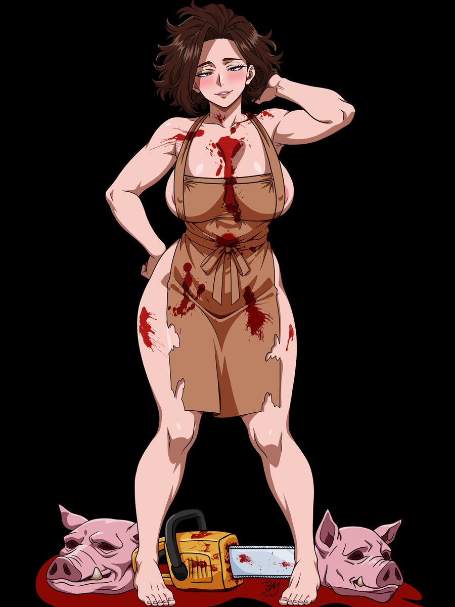 Blade_Mathews's tweet photo. Slaying the game, one chainsaw at a time! 💀🩸 This fierce femme Leatherface is serving horror queen vibes. Who’s next on her list? #Leatherface #HorrorArt #TexasChainsawMassacre #FanArt #SpookySeason #Halloween #horror #art #SpiderBladeArt #Art #illustration #digitalart https://t.co/Y2E1ym5OCt
