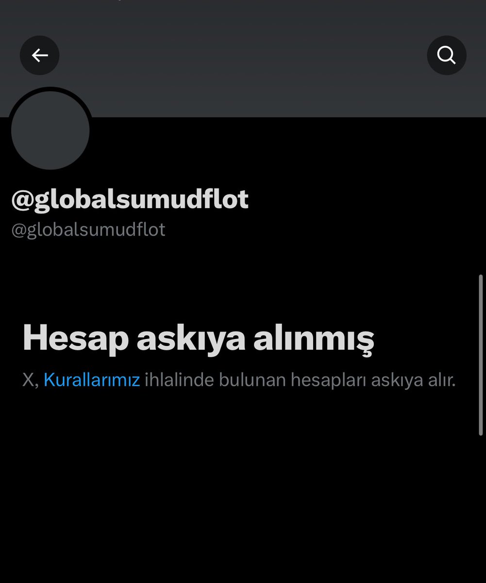 Küresel #Sumud Filosu'nun resmî X hesabı, topluluk kurallarını ihlal ettiği gerekçesiyle X tarafından askıya alındı.
