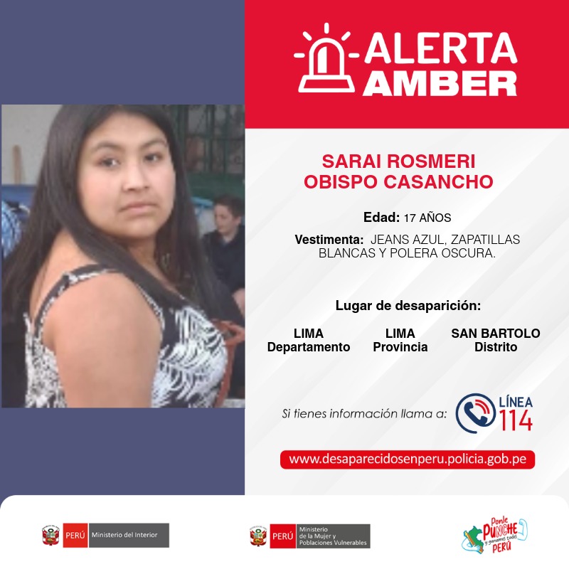 MimpPeru's tweet photo. #AlertaAmber 📷  Han desaparecido:
📷 La adolescente SARAI ROSMERI OBISPO CASANCHO de 17 años.
📷 La señora LUCIA YSABEL GIRALDO CANO de 52 años.
📷 La adolescente SANDRA ISABEL HIDALDO GONZALES de 16 años.
📷 La adolescente MARBELYS BRILLITH MORALES LINARES de 14 años.
Si tienes información sobre sus paraderos, comunícate con la Línea 114.
📷 Comparte y ayúdanos a encontrarlas.
#DesaparecidosPerú