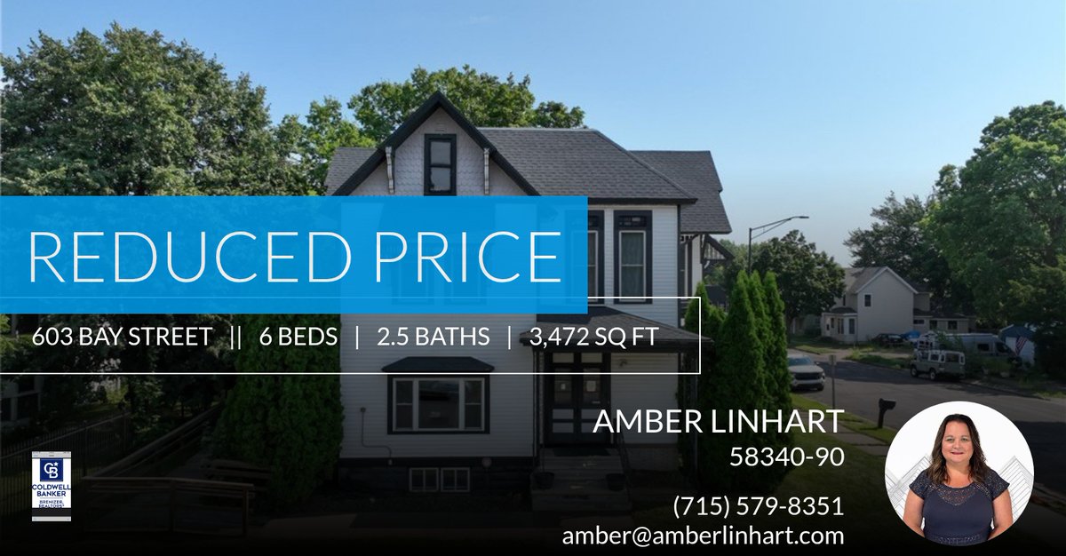 amber071207's tweet photo. 📍 Reduced Price 📍 This recently reduced home at 603 Bay Street in Chippewa Falls won't last long, so, don't wait to set up a showing! Reach out here or at (715) 579-8351 for more information! https://t.co/gnRFm1YWCU https://t.co/uU9PAHbs0d