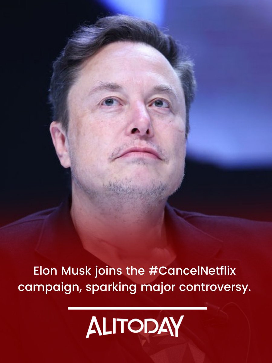 🚨 Elon Musk urges his 227M followers to join the #CancelNetflix campaign, accusing the platform of pushing “transgender propaganda.”

Netflix’s shares fell up to 4% as the controversy spread. 

Musk doubled down: “Cancel Netflix for the health of your kids.” 

#Alitoday