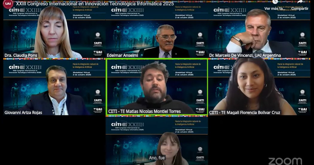 1er Premio, felicitaciones Florencia, Magali y Matias por su primer puesto en certamen de trabajos estudiantiles con su proyecto robot duito, diseño y fabricación robot asistente controlado por #IA #CIITITE del #CIITI 2025 #robotica <a href="/Ciiti/">CIITI 2025</a> <a href="/francobalich/">Franco Balich</a> <a href="/CaetiUai/">CAETI - UAI</a>