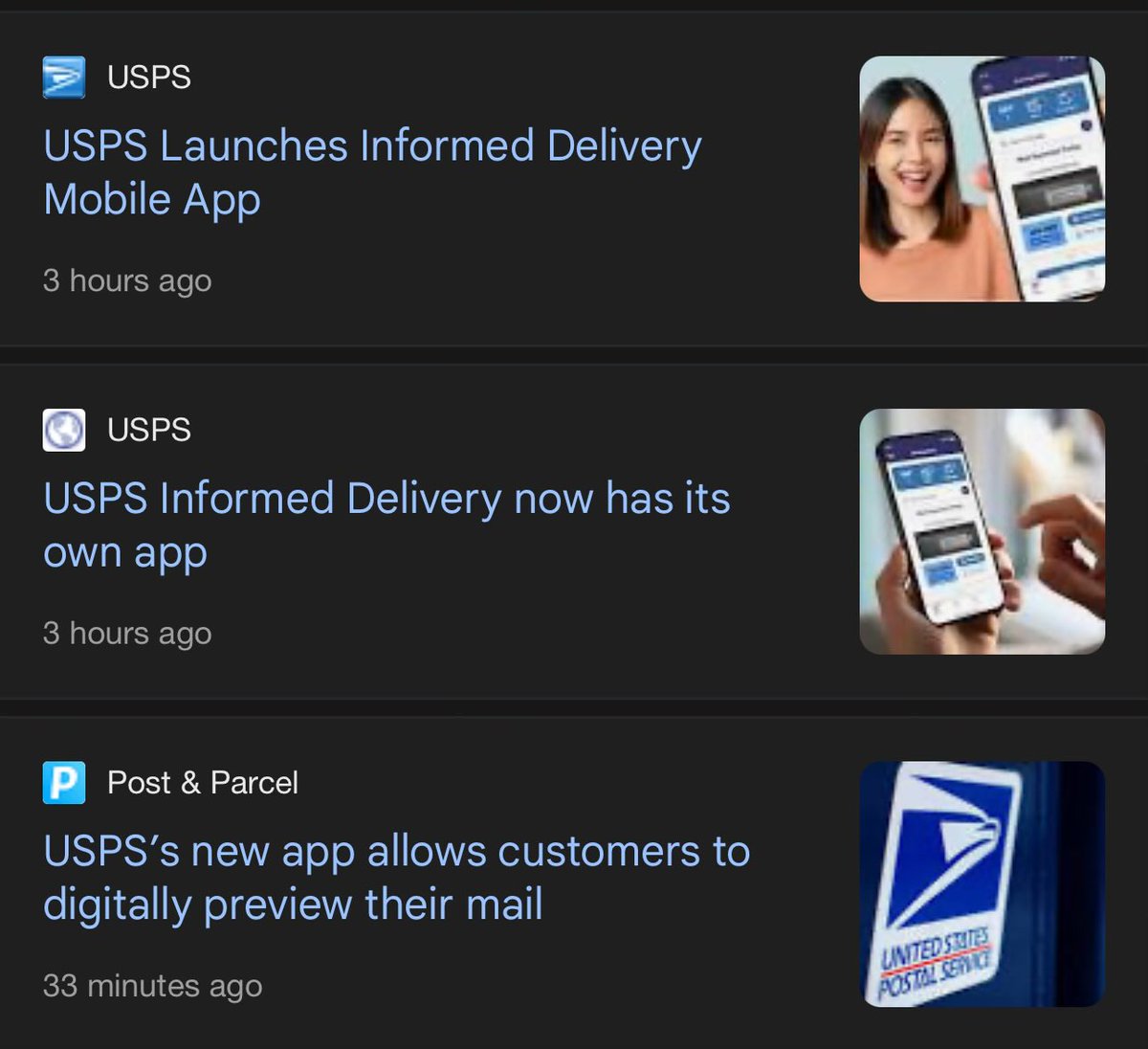 Pricerrors's tweet photo. USPS Launches Informed Delivery Mobile App

A free service from USPS that shows you preview images of incoming mail, as well as status updates about your incoming and outbound packages.

https://t.co/RMp9u0BJZN https://t.co/MQdeFdIEo5