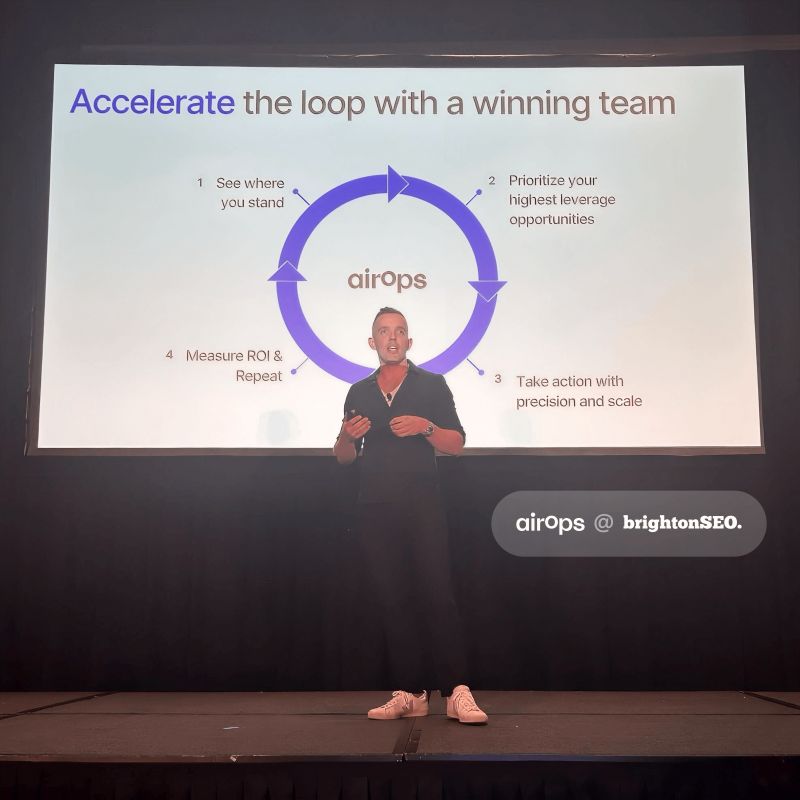 At <a href="/brightonseo/">brightonSEO</a> , our CEO Alex Halliday broke down why visibility in 2025 doesn’t look like SEO in 2015.

- Users now spend 2x more time with answer engines than Google.
- AI-driven signups are already >8% at brands like Webflow.

The signals are shifting too:
- Structured,