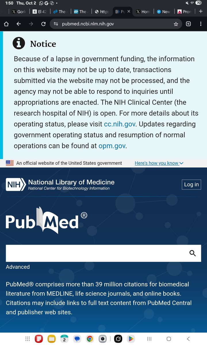 EddieRDMD's tweet photo. 🚨 Breaking: PubMed is down amid the U.S. government shutdown—researchers, students, and patients cut off from vital medical studies! It would be a good ideas access to science soon—knowledge isn't partisan. #PubMedDown #GovernmentShutdown #FundScience @DrMauricioGon https://t.co/3V3oEBLWv9