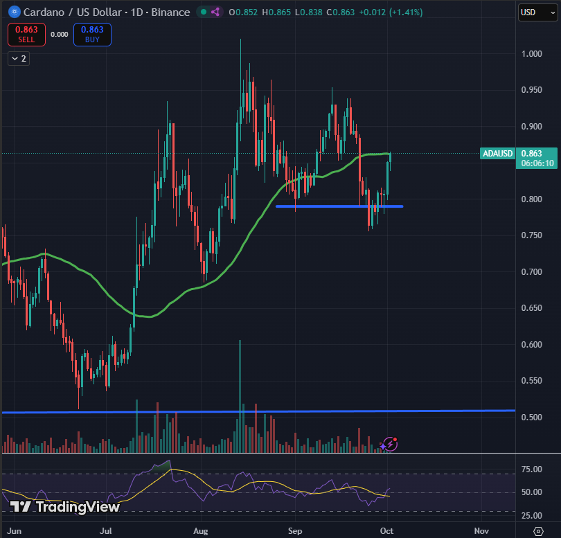 Sssebi's tweet photo. $ADA wants to break out so bad😱

If it breaks this resistance area, we going to see a nice pump🚀 https://t.co/U8MGHT3pmI
