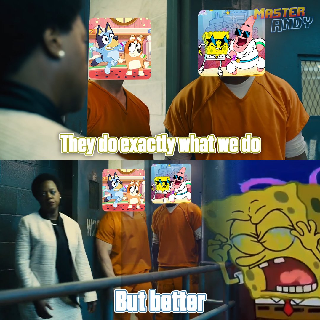 MasterAndyJD's tweet photo. Just by watching the animation, you can tell which one got more love 😳🤭
PS: We urgently need a new SpongeBob song as revenge 😈
#MasterAndy  #JustDanceMemes #JustDanceMoves #JustDance 
#BobEsponja #Spongebob #Bluey #Collaboration #Cartoon https://t.co/RhpLvFlW9o