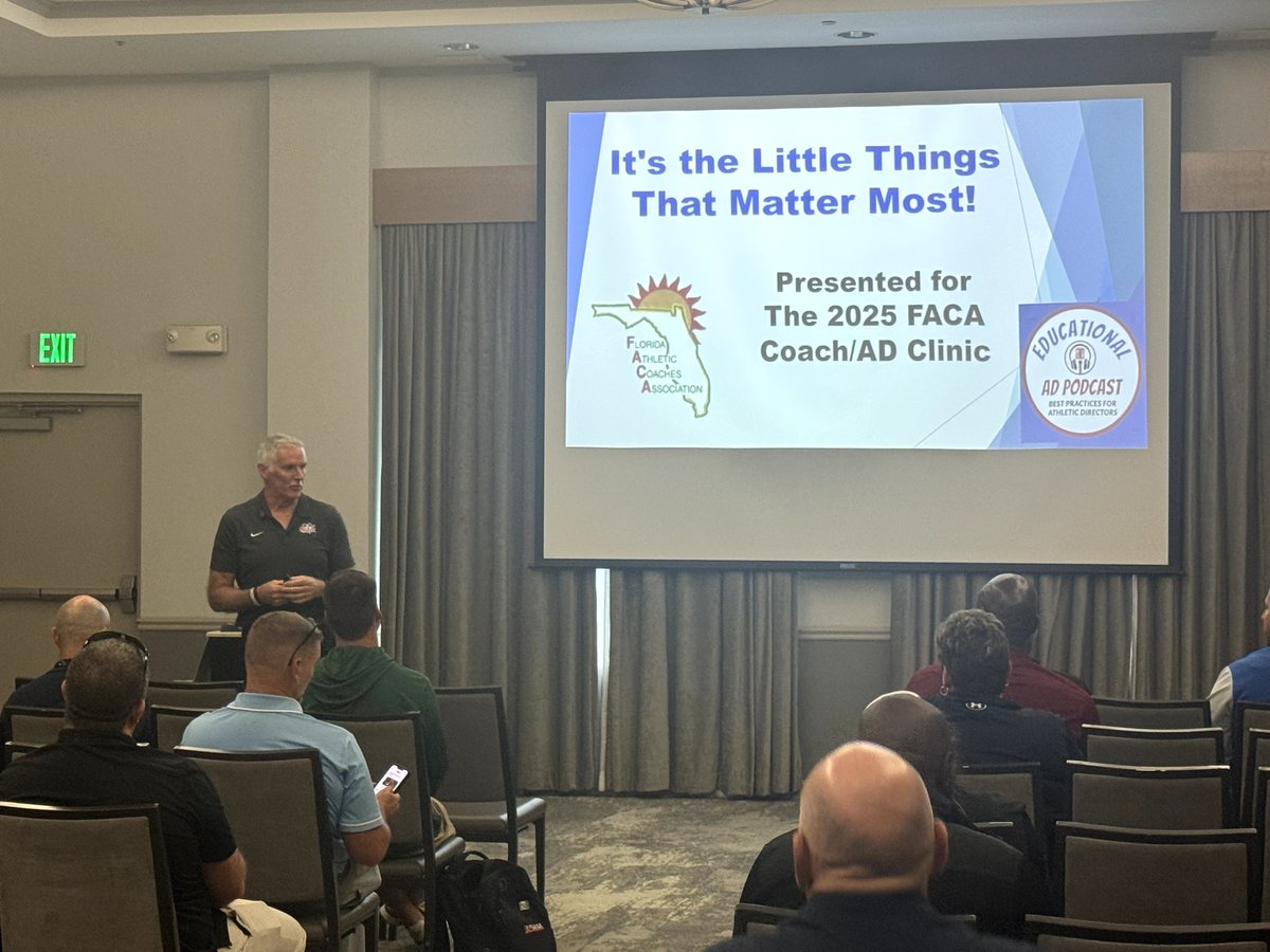 Had a GREAT time Presenting at the FACA Clinic today! Got to talk about Living the Dream!
<a href="/FACACoach/">FACA</a> <a href="/CoachSgromolo/">John Sgromolo, CAA</a> <a href="/FHSAA/">FHSAA</a> <a href="/FIAAANews/">FIAAA</a> <a href="/PayFLCoaches/">Florida Coaches Coalition</a> <a href="/GADACOACHES/">GADA</a> <a href="/NIAAA9100/">NIAAA</a> <a href="/OfficialTHSADA/">THSADA</a> <a href="/ohioiaaa/">OIAAA</a> <a href="/WSSAAA_AD/">WSSAAA</a>