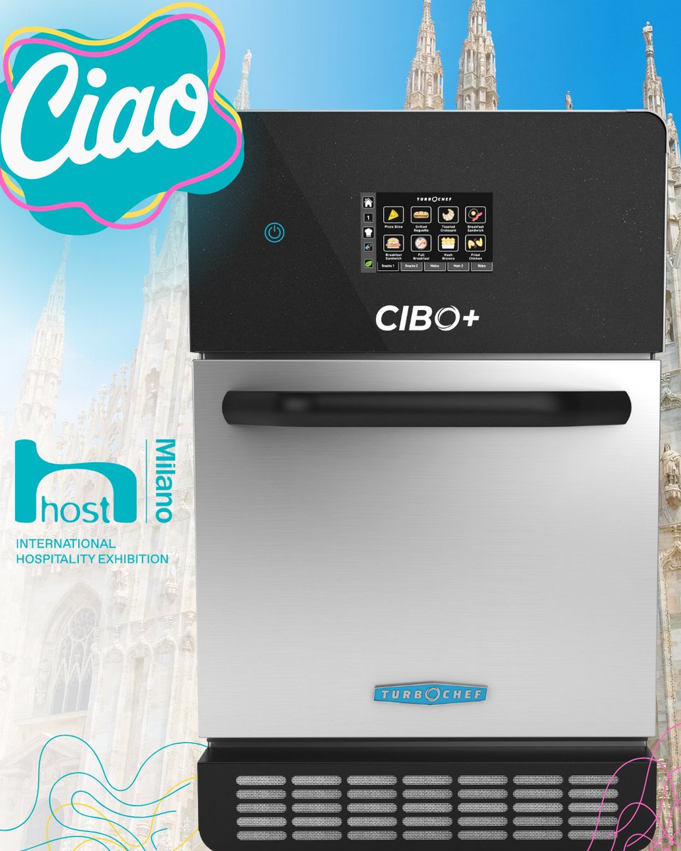 TurboChef2026's tweet photo. CIBO+ has gone global! Next stop: Milan. 🇮🇹🌍 

We're proud to bring CIBO+ to the world stage at @HostMilano.

#TurboChef #Middleby #HostMilano #Hospitality #Chefs #Kitchens #CIBO+ #VentlessOvens https://t.co/UhMnrEXzBe