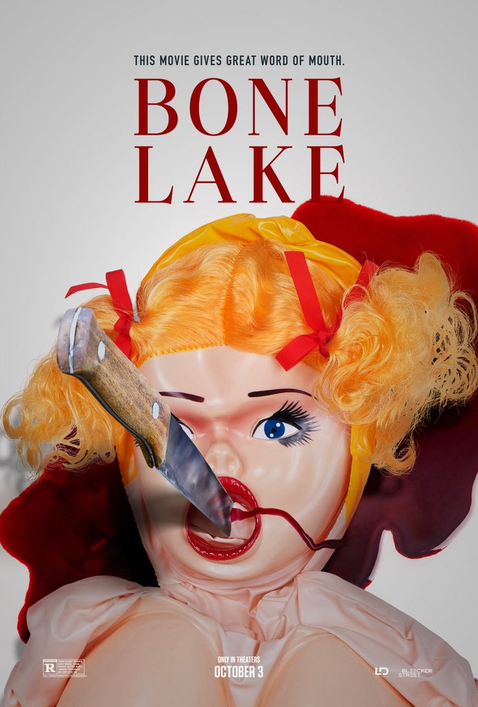 FilmUpdates's tweet photo. Exclusive new poster for Mercedes Bryce Morgan’s horror film ‘BONE LAKE’ starring Maddie Hasson, Marco Pigossi, Alex Roe &amp; Andra Nechita.

After mistakenly double-booking the same vacation rental, two couples find themselves in a bloody battle for survival.

In theaters tomorrow. https://t.co/1vUgOy51JP