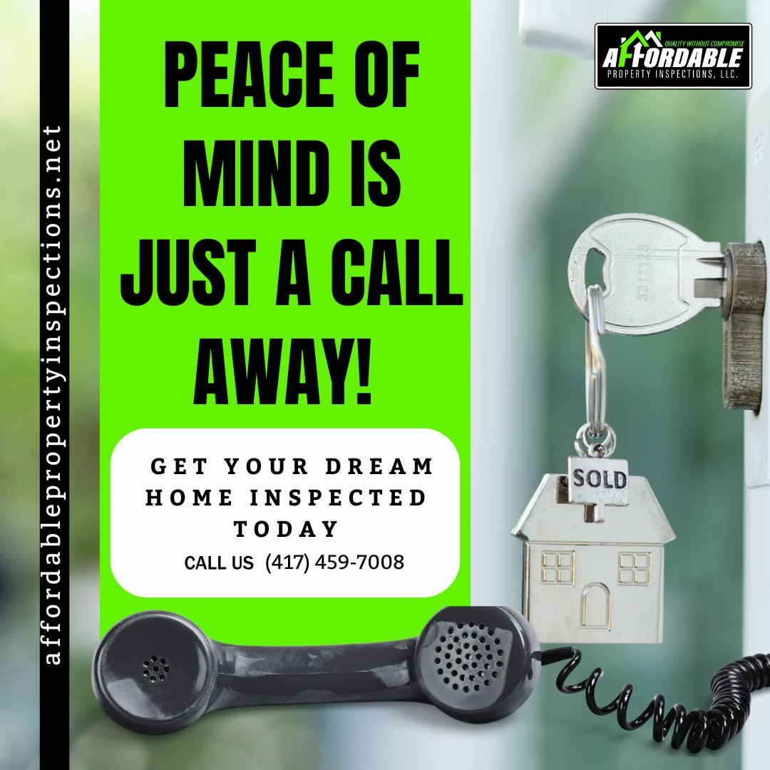 APIMizzou's tweet photo. 🔍 Peace of mind is just a call away! Our comprehensive inspections cover every major system in your home.

Book now 👉 https://t.co/IxgYaDChcZ
 | 📞 (417) 459-7008
#HomeInspection #SpringfieldMO #AffordableInspections https://t.co/x7eXfduNnq