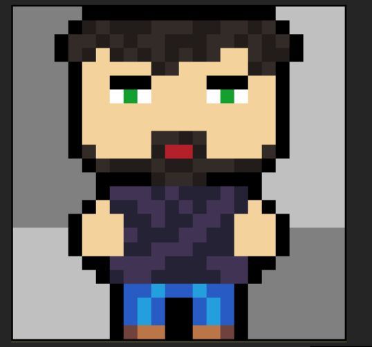 Jambuckett's tweet image. Trousers are fairly easy

Using a main and an adjacent, make a rough pattern

As long as there&apos;s symmetry , you&apos;re fine

It&apos;s the same rules for shoes, a rough pattern with the primary and adjacent colours

#videogamedesign