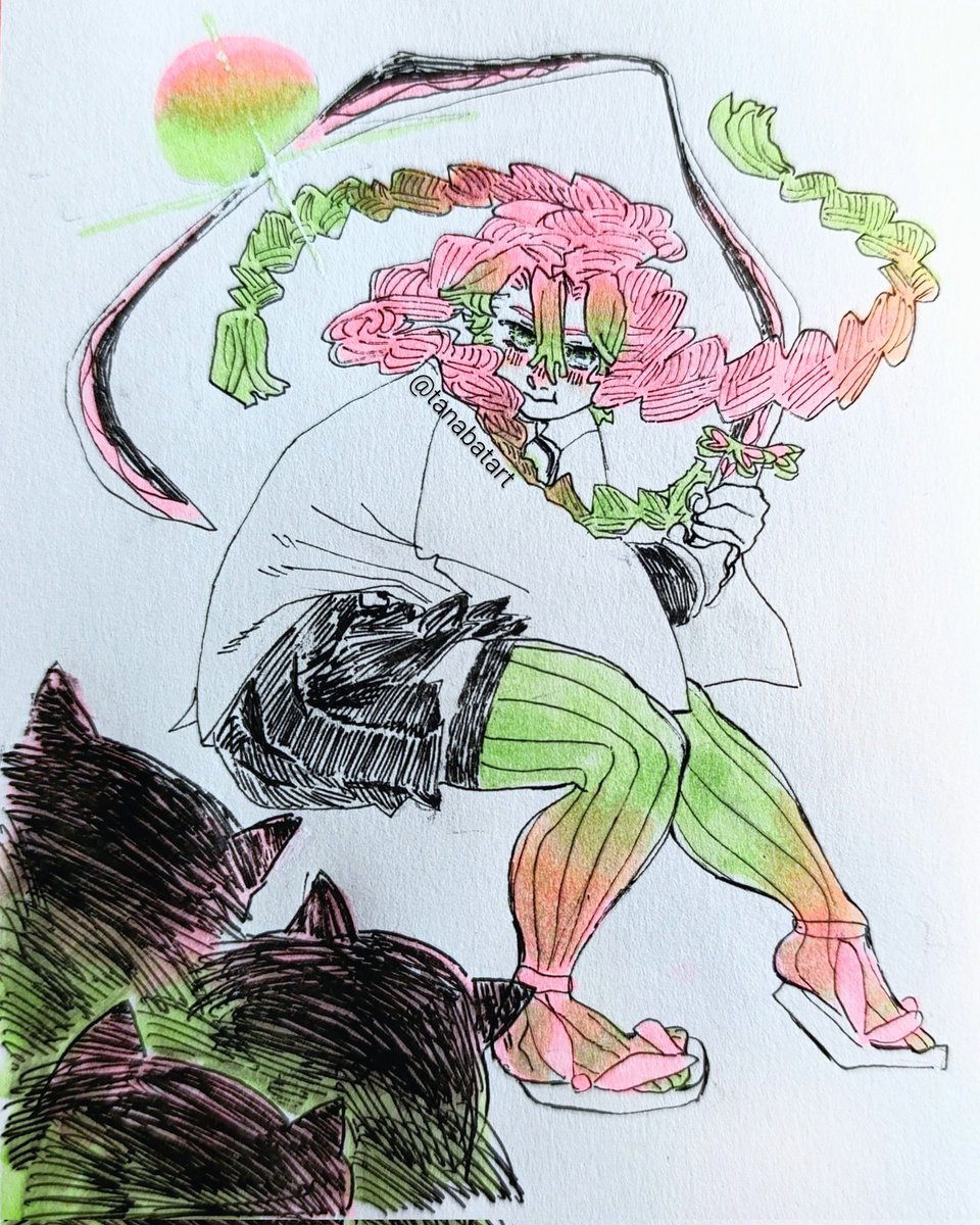 Tanabatart's tweet photo. Day 2 #DemonSlayer #鬼滅の刃 #甘露寺蜜璃
#Drawtober #Inktober https://t.co/5Fu2RcEqeH