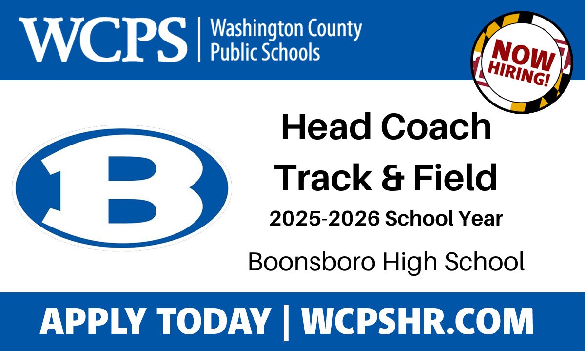 Boonsboro High School is accepting applications for Head Coach Track &amp; Field. Apply today at wcpshr.com