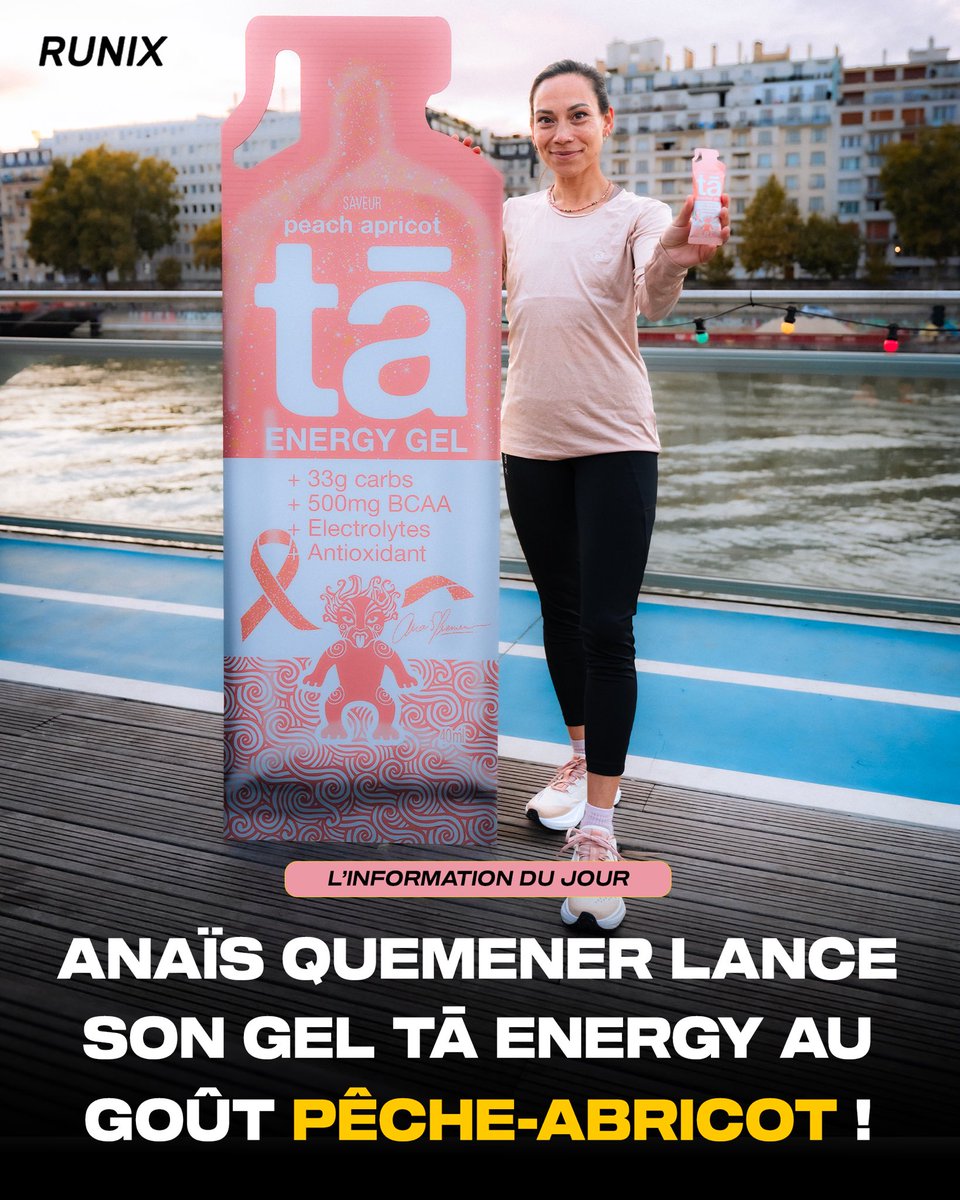 🫵 Elle l’a 𝒅𝒊𝒕, elle l’a 𝒇𝒂𝒊𝒕 ! Championne sur la route et guérie d’un 𝒄𝒂𝒏𝒄𝒆𝒓 du sein, Anaïs Quemener (🇫🇷) lance son propre gel en collaboration avec Tā Energy 🙆‍♀️ En détails :

🎀 Saveur pêche-abricot (juste 𝒅𝒆́𝒍𝒊𝒄𝒊𝒆𝒖𝒙 🤤)
🎀 𝑮𝒍𝒖𝒄𝒊𝒅𝒆𝒔 33 grammes +