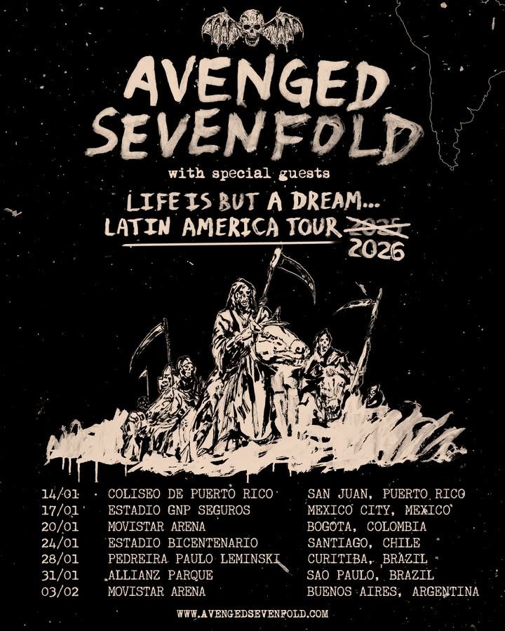 eutonagrade's tweet photo. Novas datas dos shows adiados do Avenged Sevenfold foram anunciadas 🚨🚨🚨 https://t.co/pwRLcDq1md