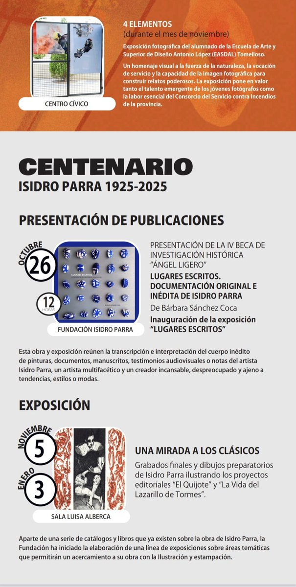 CULTURA_ALCAZAR's tweet photo. 📢🗓 Agenda Cultural de octubre a diciembre de 2025.
🎭Teatro, 🎶 conciertos, 🎤 narración oral, 📚 presentaciones de libros, 🎨 exposiciones 📸 y otras actividades 📍 Patronato Municipal de Cultura de Alcázar de San Juan #EsAlcázar #AlcázarDeSanJuan @alcazar_turismo https://t.co/kCKyVvayZj