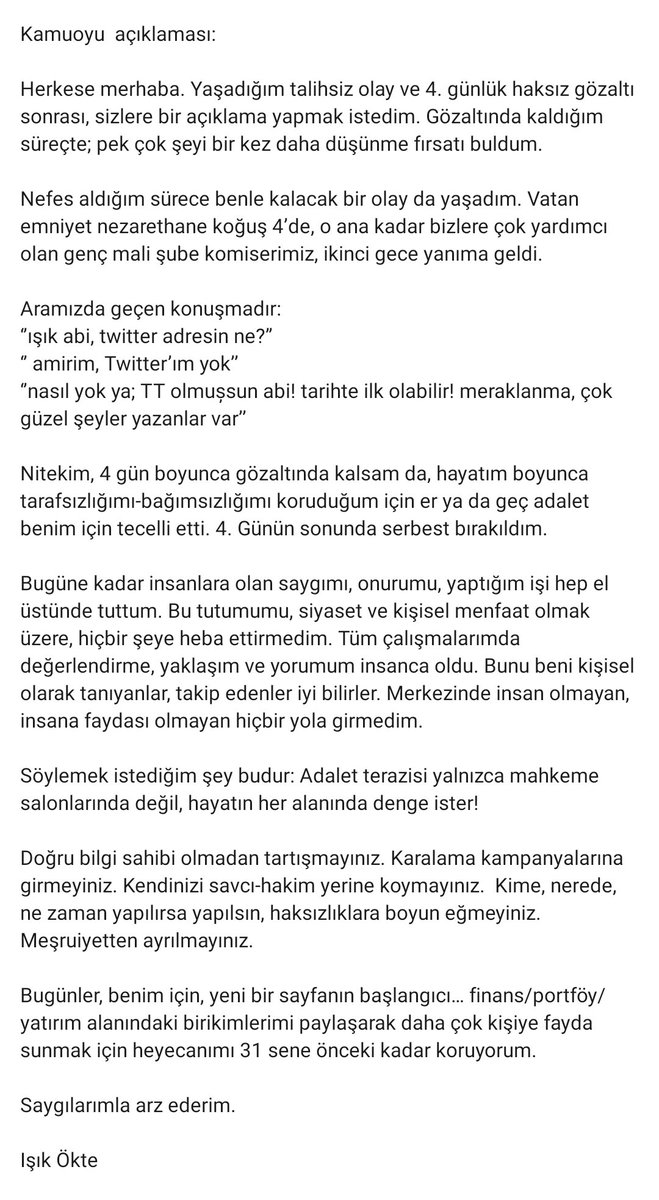 Işık Bey'den mesaj var