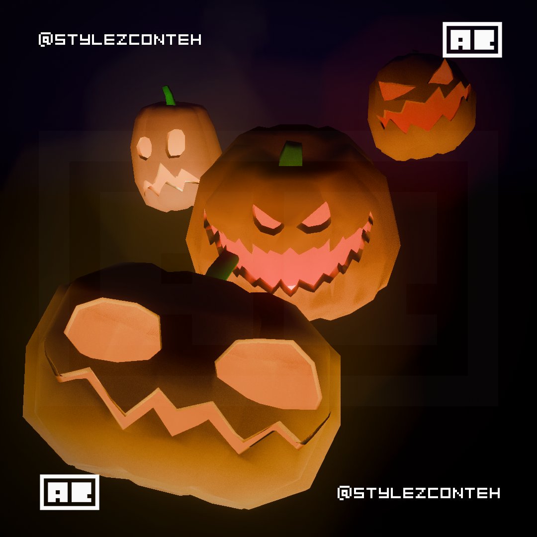 StyleZConteh's tweet image. Just a couple pumpkins floating your way (I didn&apos;t know what to do with them). Day 2.

#lowpoly3d #lowpoly #blender #blender3d #b3d #pumpkin #blendtober