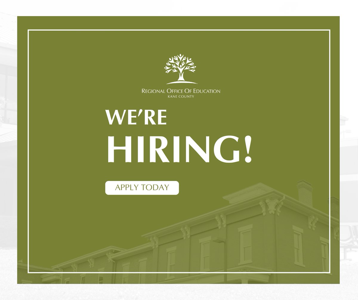 If you are looking to impact education in Kane County, the ROE is looking to fill positions within Operations &amp; Technology as well as Student Services. 

•Operations &amp; Technology Specialist: bit.ly/optechspeciali…

•Family Counselor: go.kaneroe.org/family-counsel…
