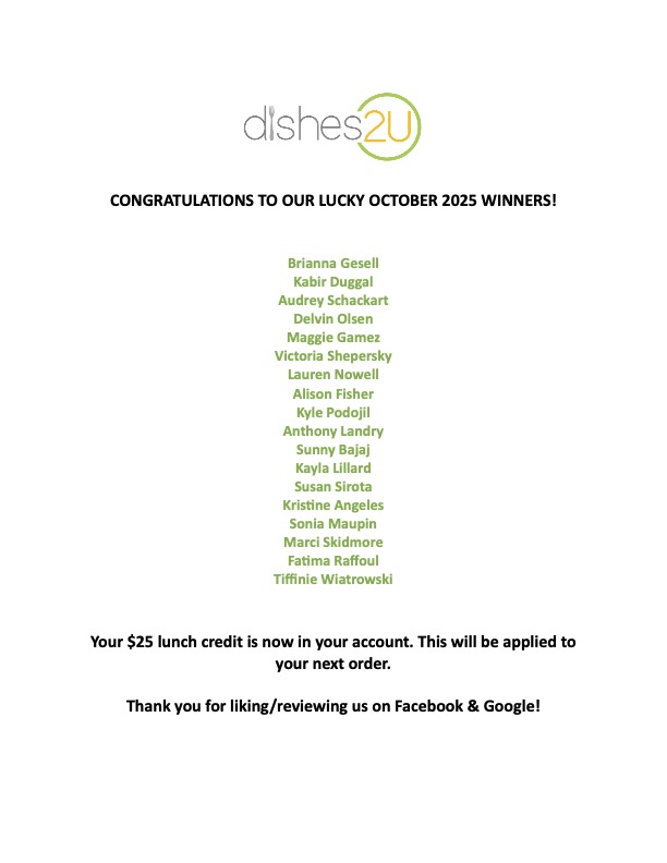dishes2u's tweet image. Congratulations to our October winners!

#dishes2u #schoollunches #schoollunchprogram