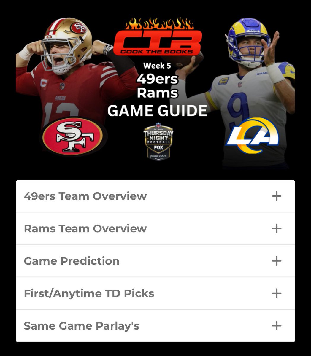 CookTheBooks12's tweet image. THURSDAY NIGHT FOOTBALL 🏈 
 
• Team Overviews
• Game Prediction
• 1st/Anytime TD Scorers 
• Same Game Parlay’s 

WHO WANTS IT ‼️