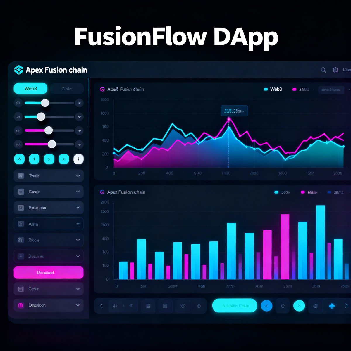 CipherBladeKid's tweet image. Excited to announce FusionFlow is now live on .@ApexFusion ! 🚀
Our DApp leverages robust tri-chain architecture, blazing-fast transactions, and seamless EVM compatibility to deliver truly next-gen DeFi utility. FusionFlow empowers users and builders with speed, security, and…