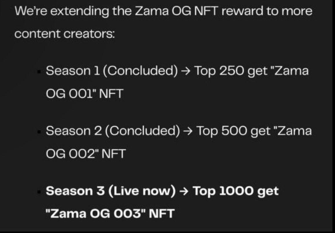 CryptoRS0's tweet image. Zama Szn3 is here fam 🚀
This season I really want to grab an OG NFT, so I’ll be posting consistently every day. Thanks in advance to everyone supporting me along the way 💚

Of course, as supply increases the NFT value might dip, but what really matters is staying active and…