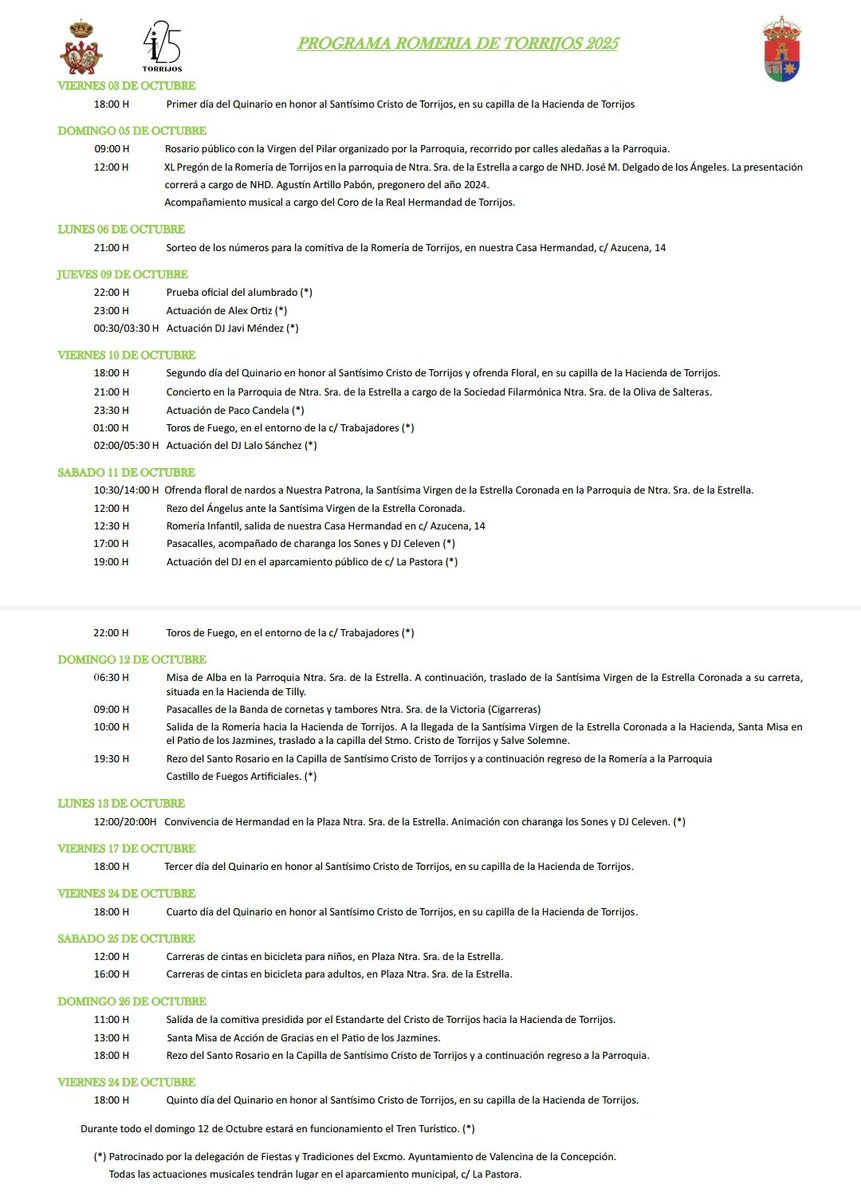 HdadTorrijos's tweet image. ROMERÍA DE TORRIJOS: PROGRAMA DE ACTOS