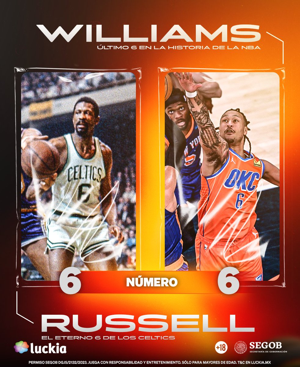 ¡El 6 para la eternidad!6⃣

🏆Bill Russell es el máximo ganador de anillos de la NBA, con 11 y su dorsal 6 ya no será usado en toda la liga, excepto Jaylin Williams.

El jugador del Thunder será el único que lleve el 6 y el último en hacerlo😱

#six #NBA #BillRussell #Luckia