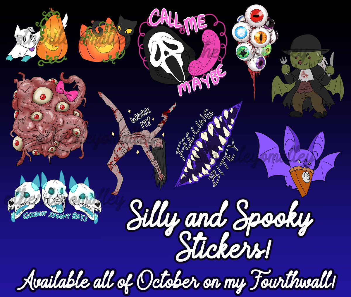 TheRileyOMalley's tweet photo. ๐ปNew Silly Spooky Stickers! You can find these on my Fourthwall shop. ๐
https://t.co/mnC9vvxm8P
#halloween #spooky #silenthill #jeeperscreepers #blackcat #pumpkins #teeth #eyeballs https://t.co/w8OkHdHa2b